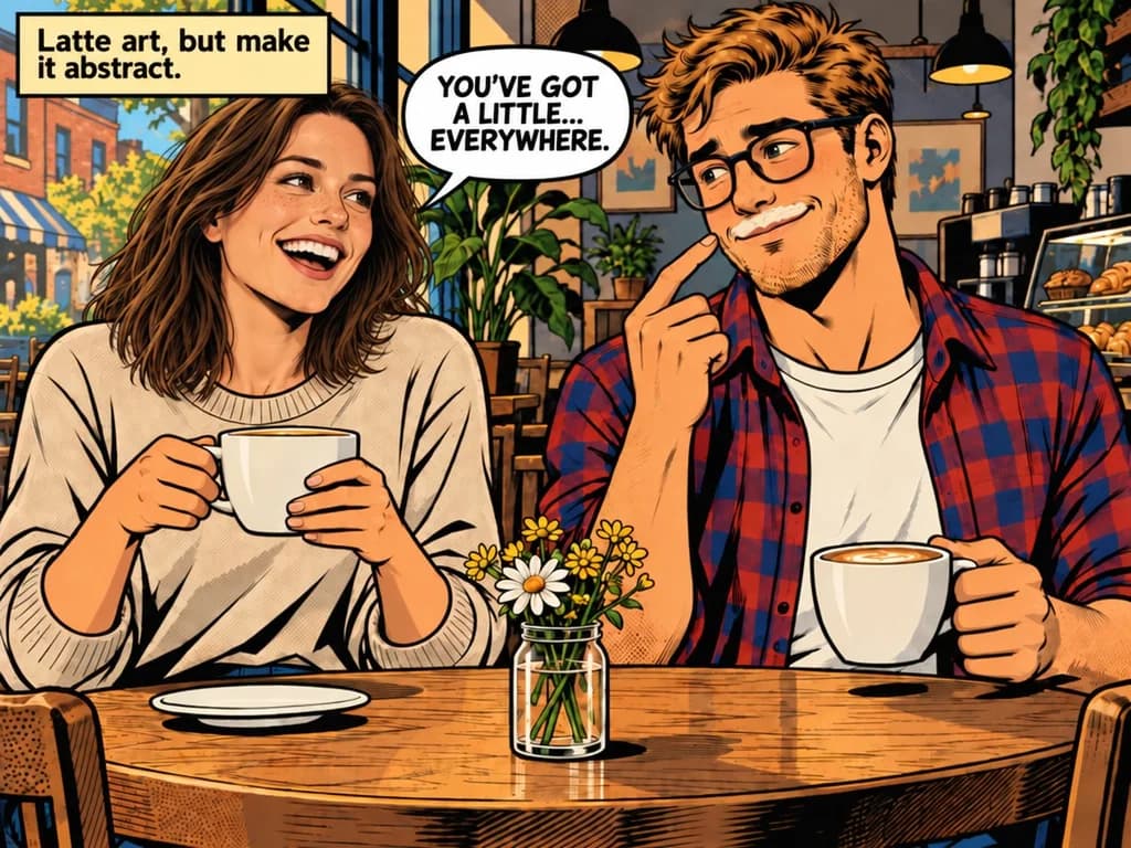 The same woman drawn as a comic panel